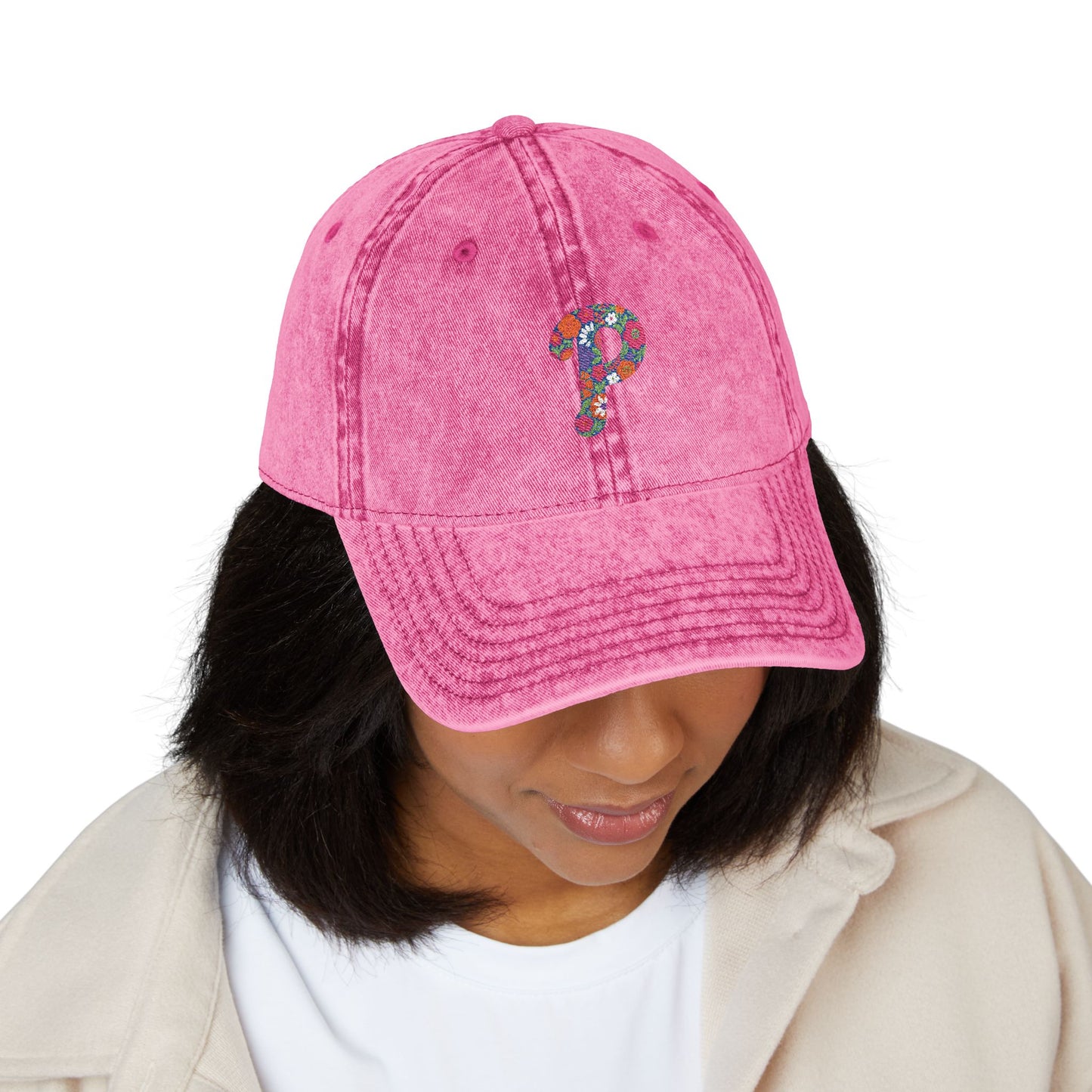 Floral P Acid Wash Baseball Cap