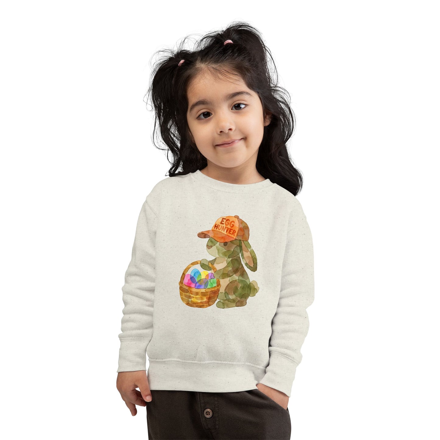 Watercolor Camo "Egg Hunter" Toddler Sweatshirt