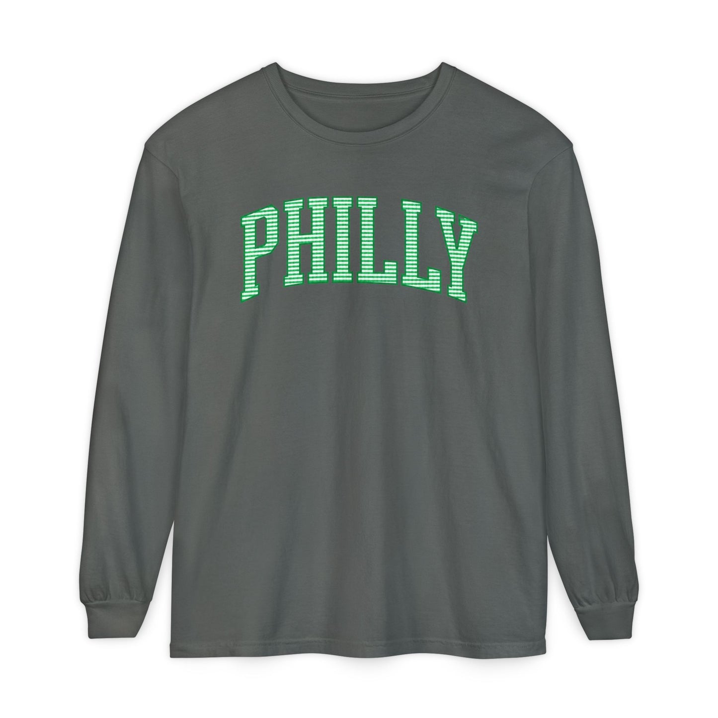 PHILLY Kelly Green Seersucker Long Sleeve Tee