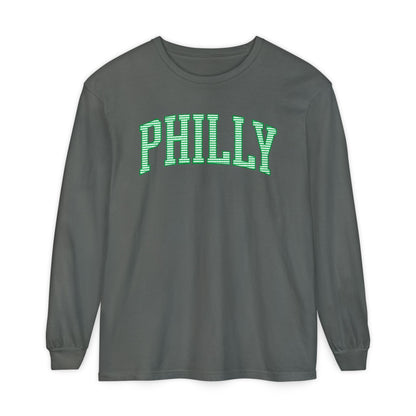 PHILLY Kelly Green Seersucker Long Sleeve Tee