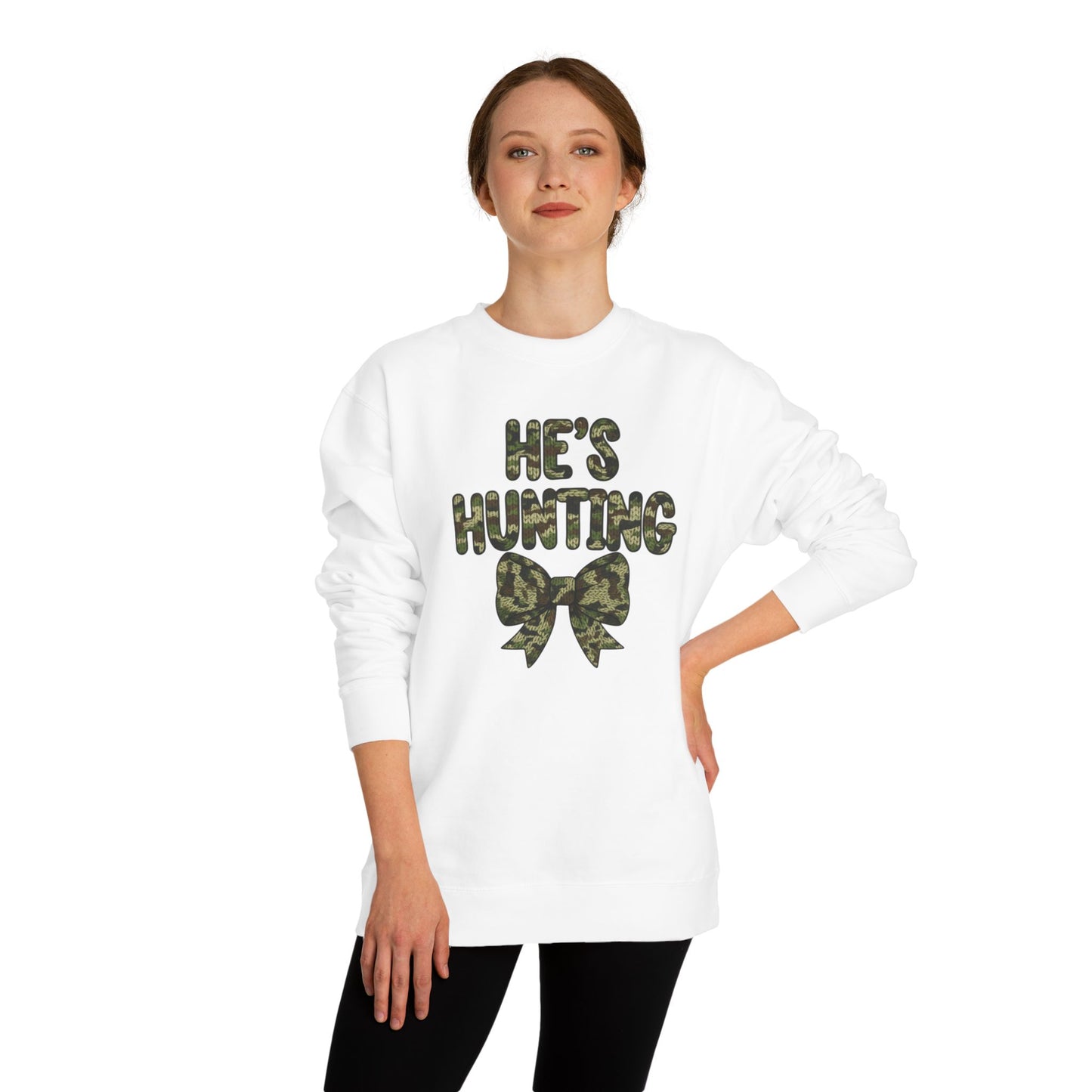 He's Hunting Faux Knit Sweatshirt