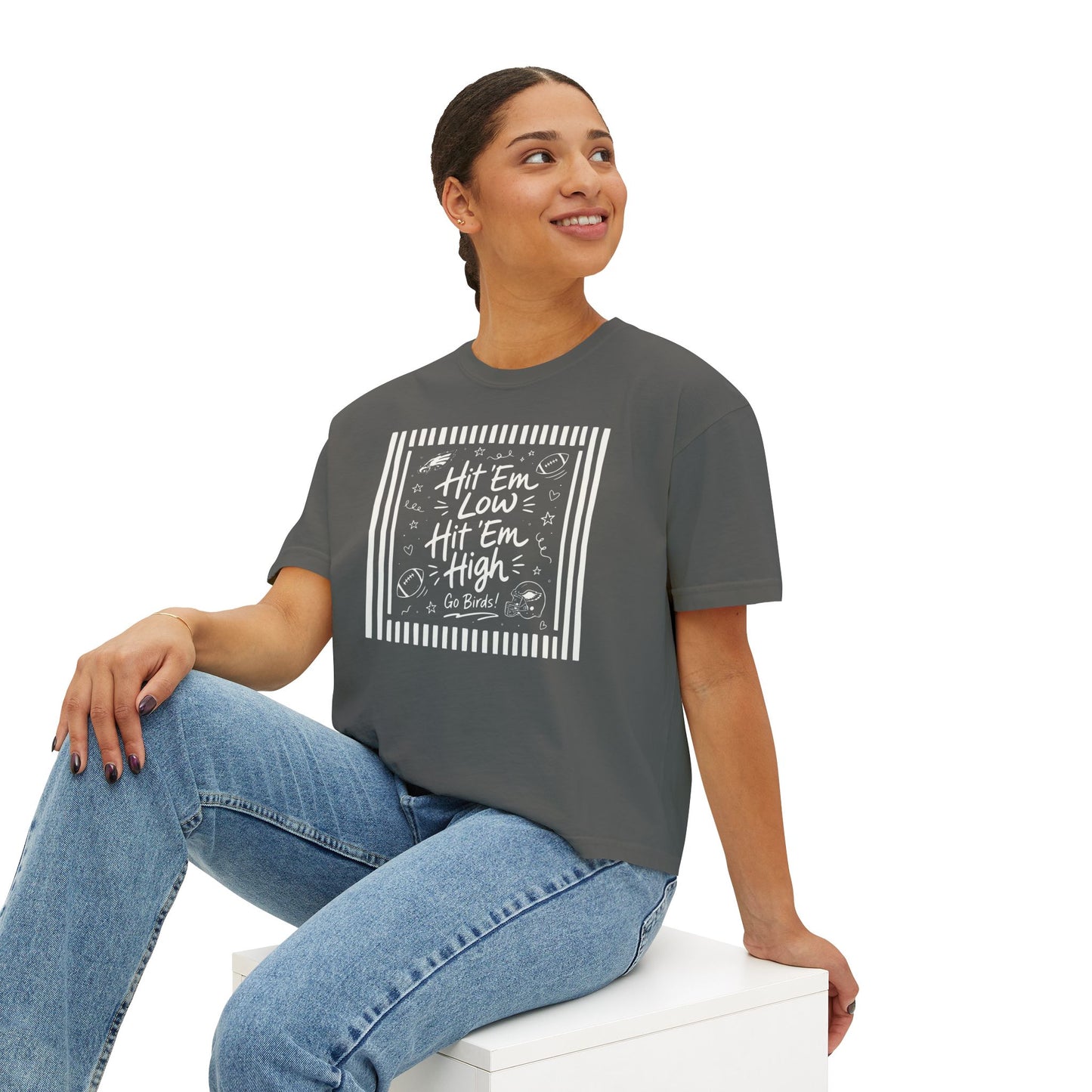 Hit 'Em Low, Hit 'Em High Boxy Tee