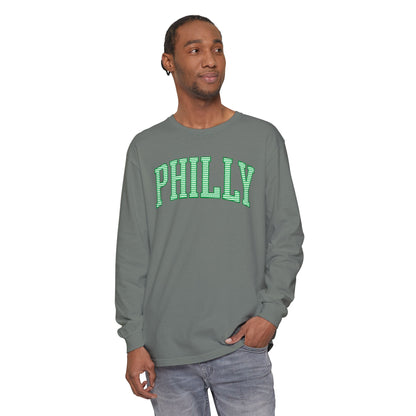 PHILLY Kelly Green Seersucker Long Sleeve Tee