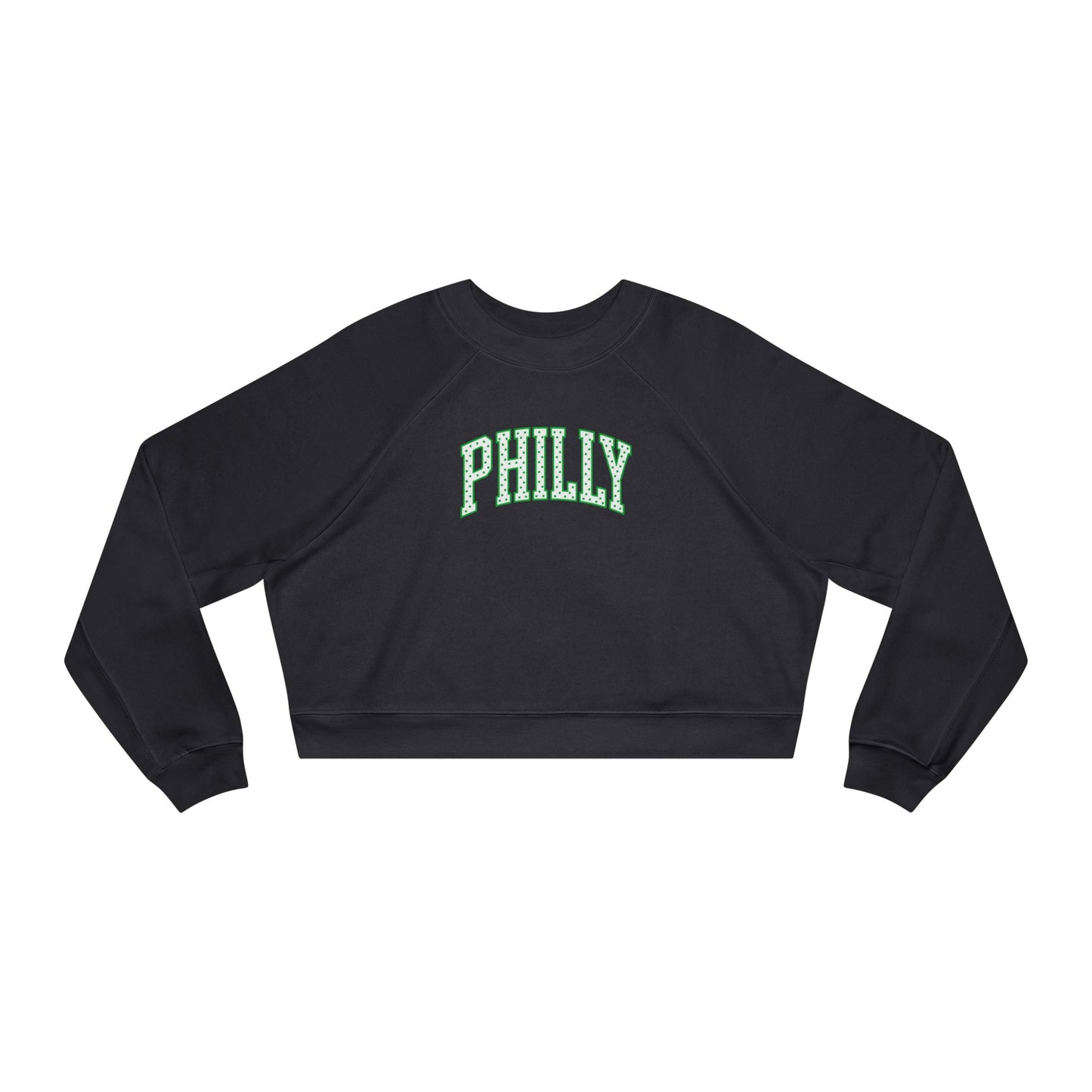 PHILLY Kelly Green Polka Dot Cropped Sweatshirt