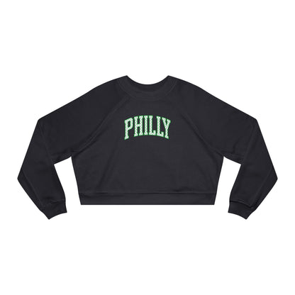 PHILLY Kelly Green Polka Dot Cropped Sweatshirt