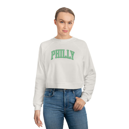 PHILLY Diagonal Kelly Green Women's Cropped Fleece Pullover