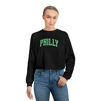 PHILLY Diagonal Kelly Green Women's Cropped Fleece Pullover