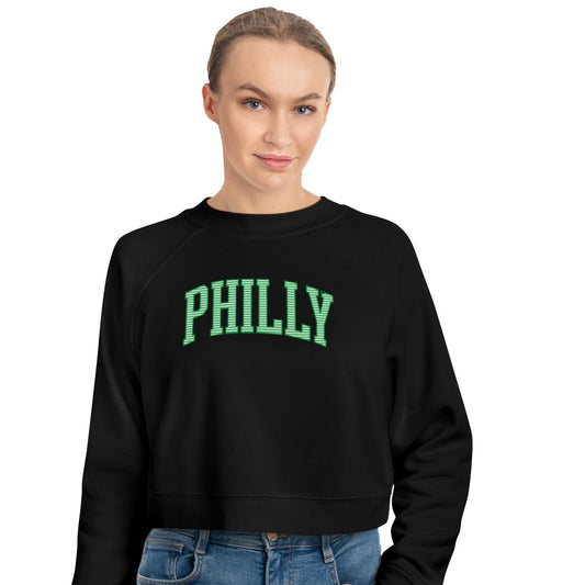 PHILLY Diagonal Kelly Green Women's Cropped Fleece Pullover