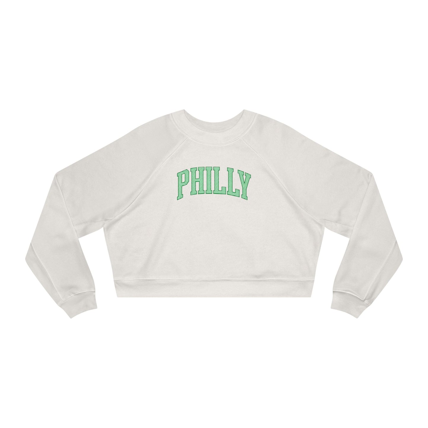 PHILLY Diagonal Kelly Green Women's Cropped Fleece Pullover
