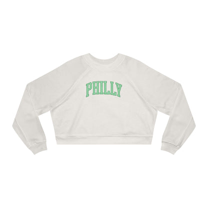 PHILLY Diagonal Kelly Green Women's Cropped Fleece Pullover