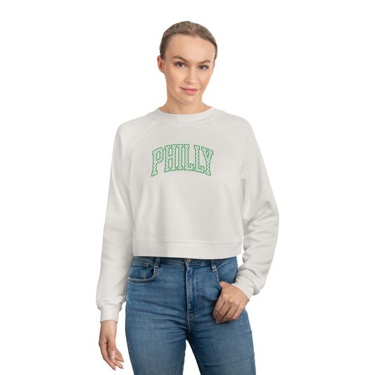 PHILLY Kelly Green Polka Dot Cropped Sweatshirt