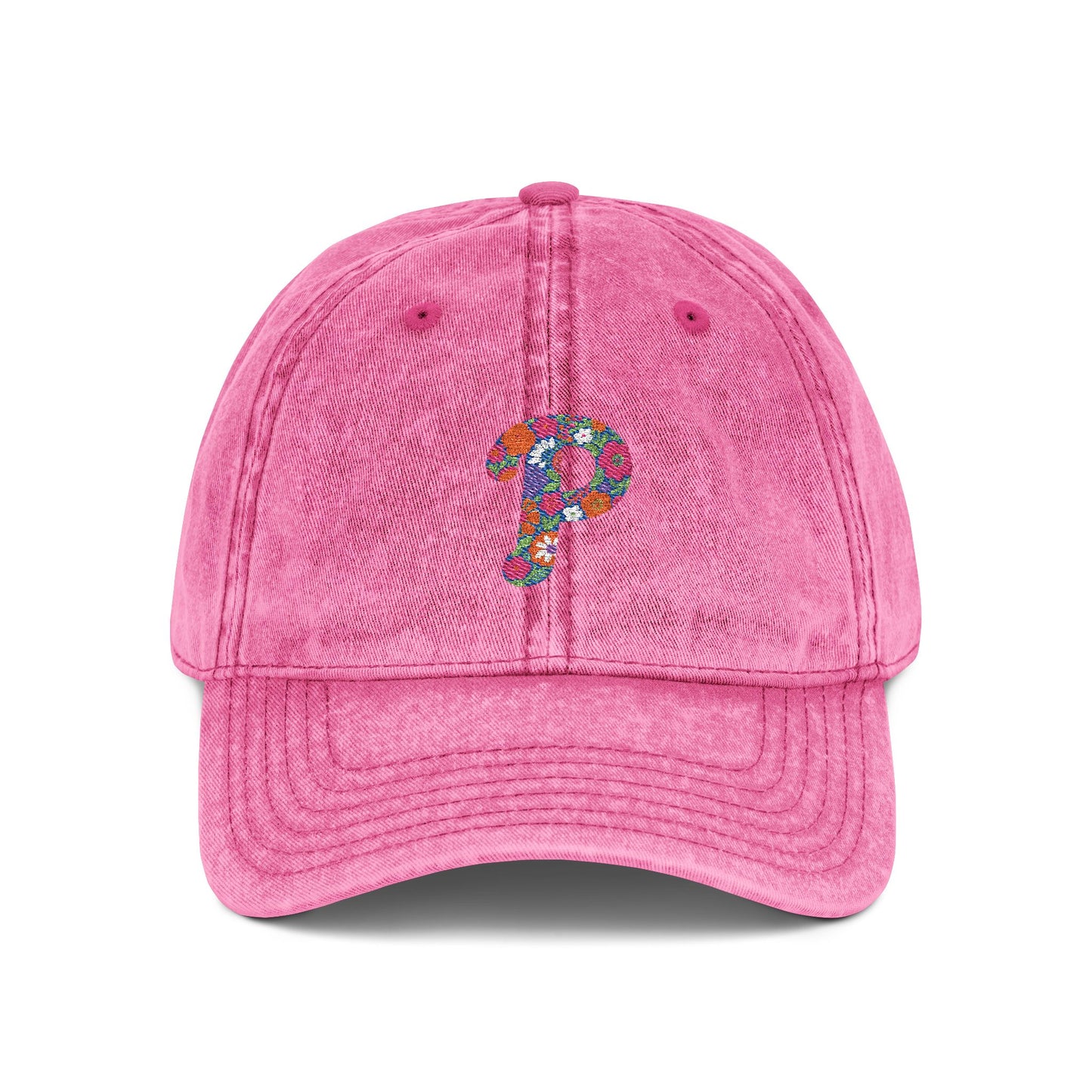 Floral P Acid Wash Baseball Cap