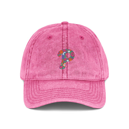 Floral P Acid Wash Baseball Cap