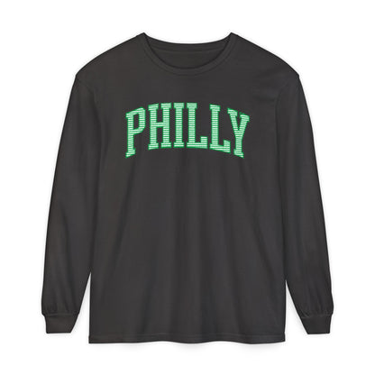 PHILLY Kelly Green Seersucker Long Sleeve Tee