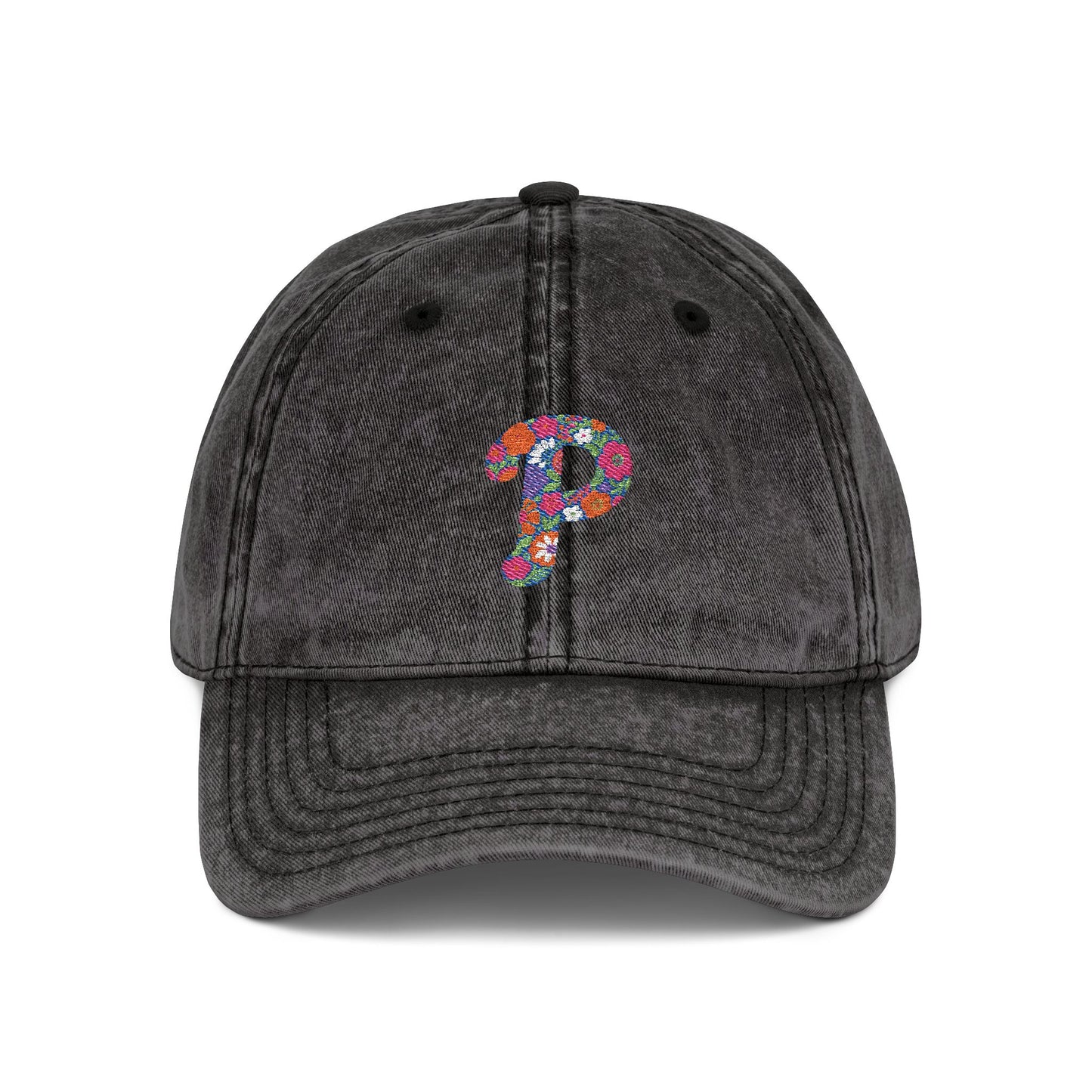 Floral P Acid Wash Baseball Cap