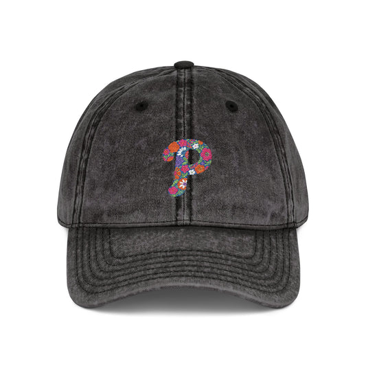 Floral P Acid Wash Baseball Cap