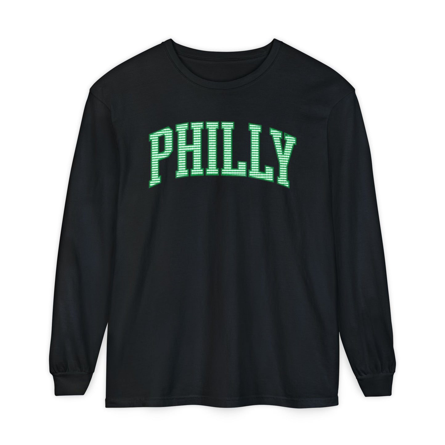 PHILLY Kelly Green Seersucker Long Sleeve Tee