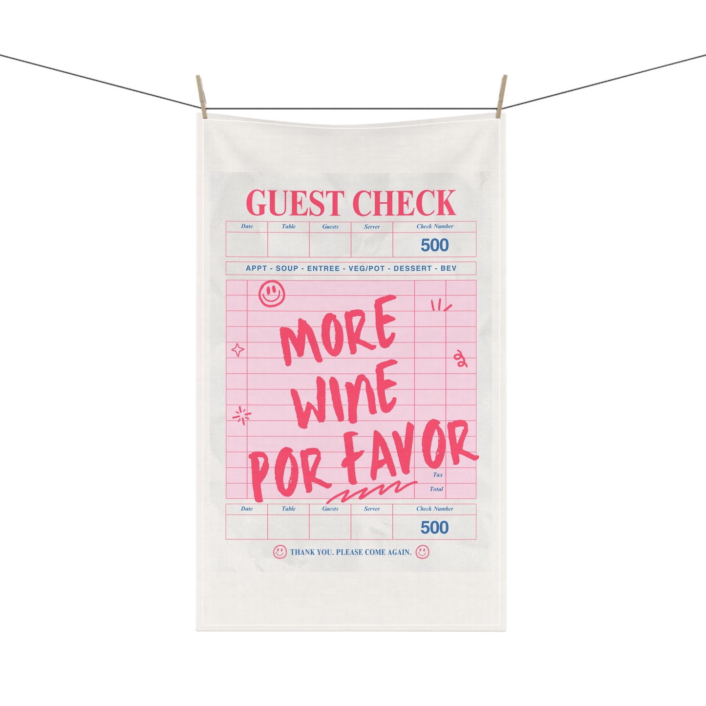 More Wine Por Favor Cotton Tea Towel — Funny Wine Kitchen Towel