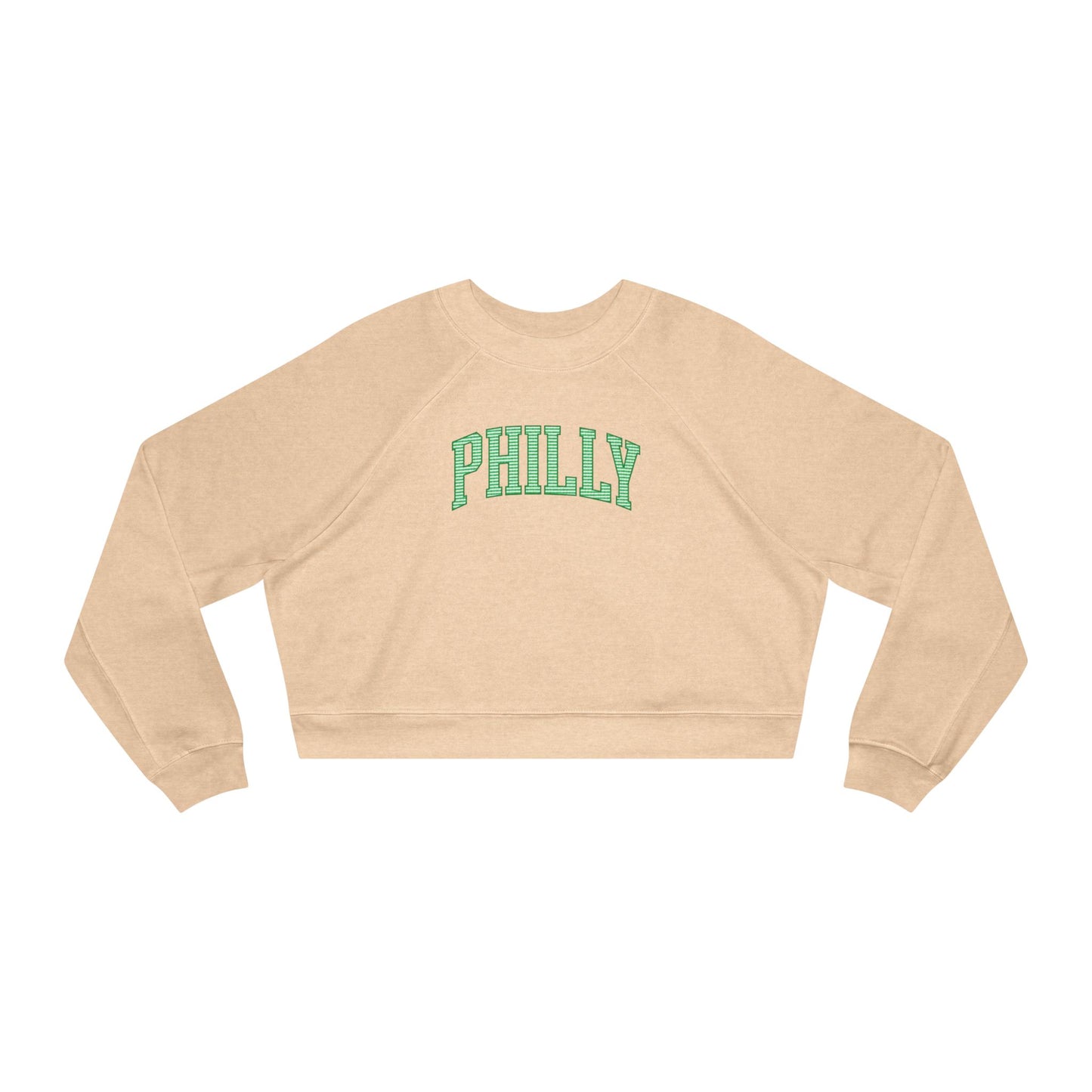 PHILLY Diagonal Kelly Green Women's Cropped Fleece Pullover