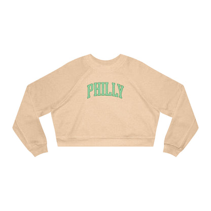 PHILLY Diagonal Kelly Green Women's Cropped Fleece Pullover