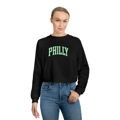 PHILLY Kelly Green Polka Dot Cropped Sweatshirt