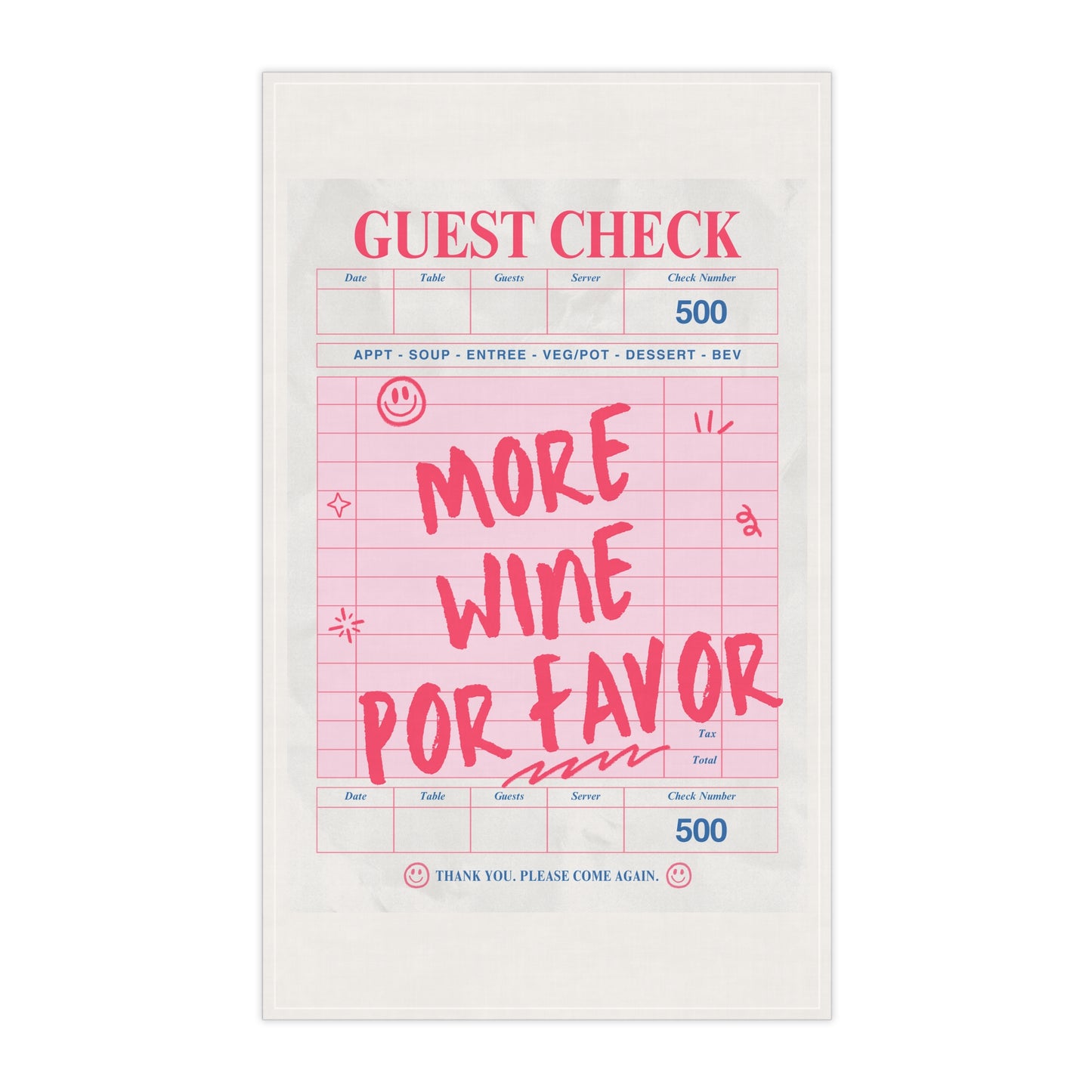 More Wine Por Favor Cotton Tea Towel — Funny Wine Kitchen Towel
