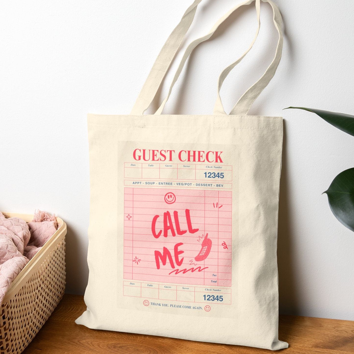 Call Me Cotton Canvas Tote Bag