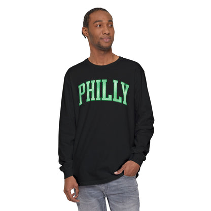PHILLY Kelly Green Seersucker Long Sleeve Tee