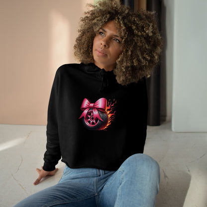 Burnout and Bows Crop Hoodie
