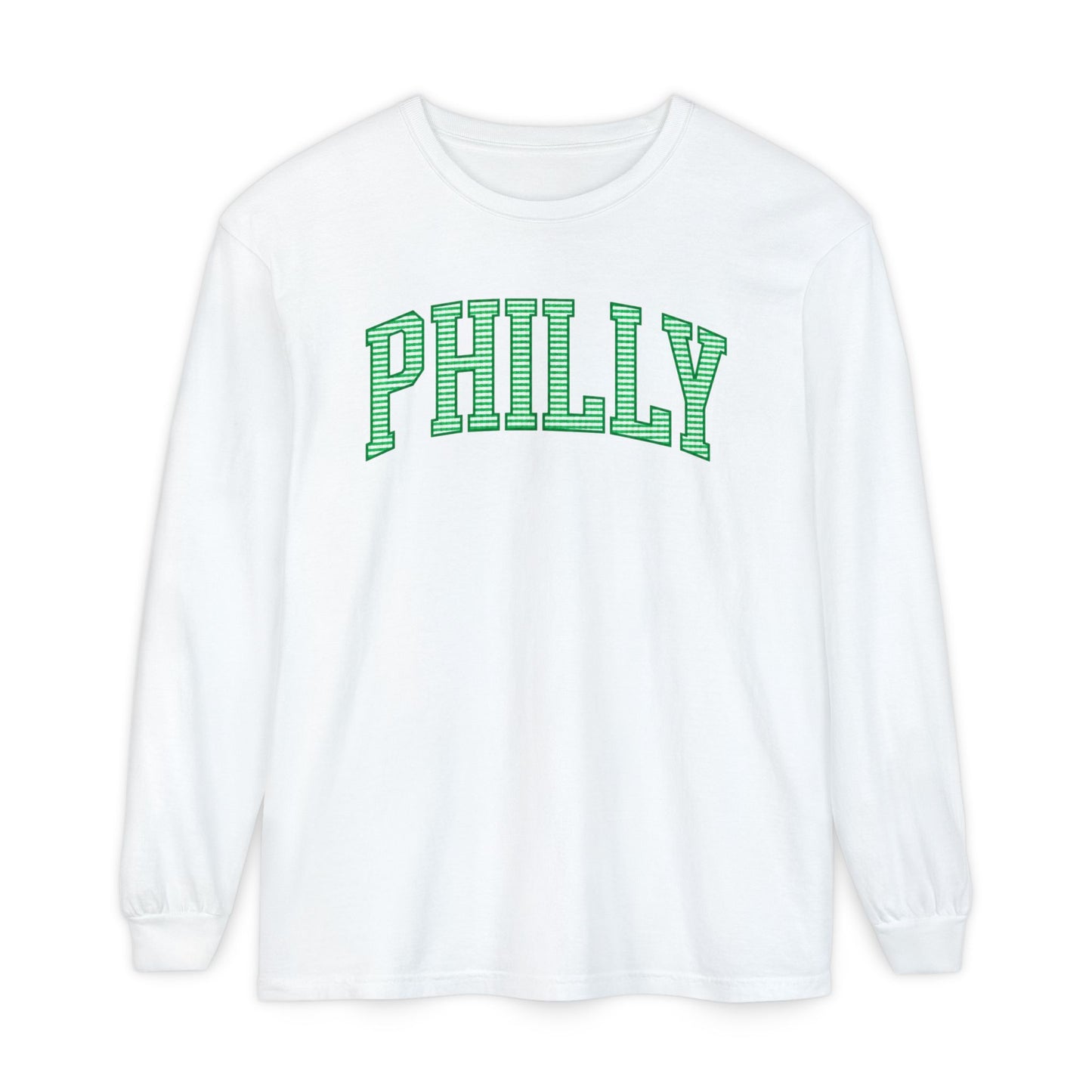 PHILLY Kelly Green Seersucker Long Sleeve Tee