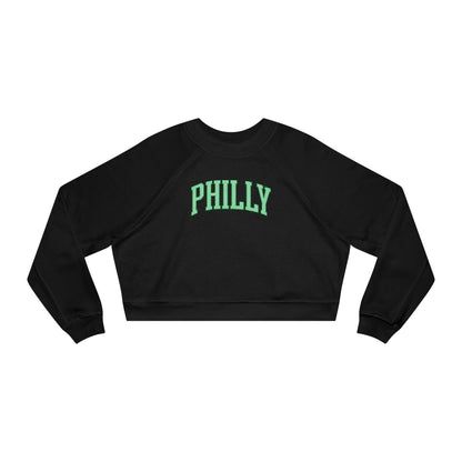 PHILLY Diagonal Kelly Green Women's Cropped Fleece Pullover