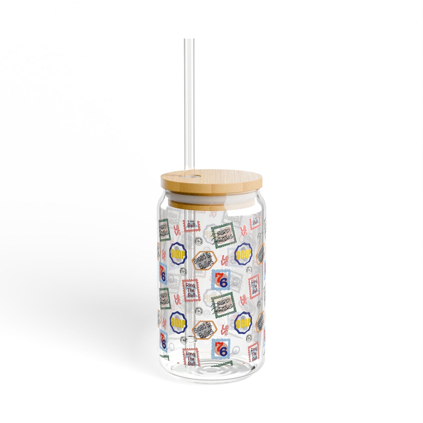 Philly Sports Stamp 16oz Sipper Glass