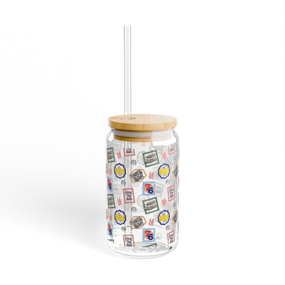 Philly Sports Stamp 16oz Sipper Glass
