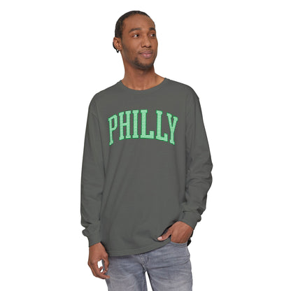 PHILLY Kelly Green Seersucker Long Sleeve Tee