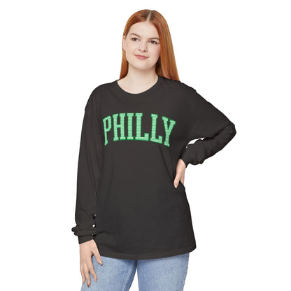 PHILLY Kelly Green Seersucker Long Sleeve Tee