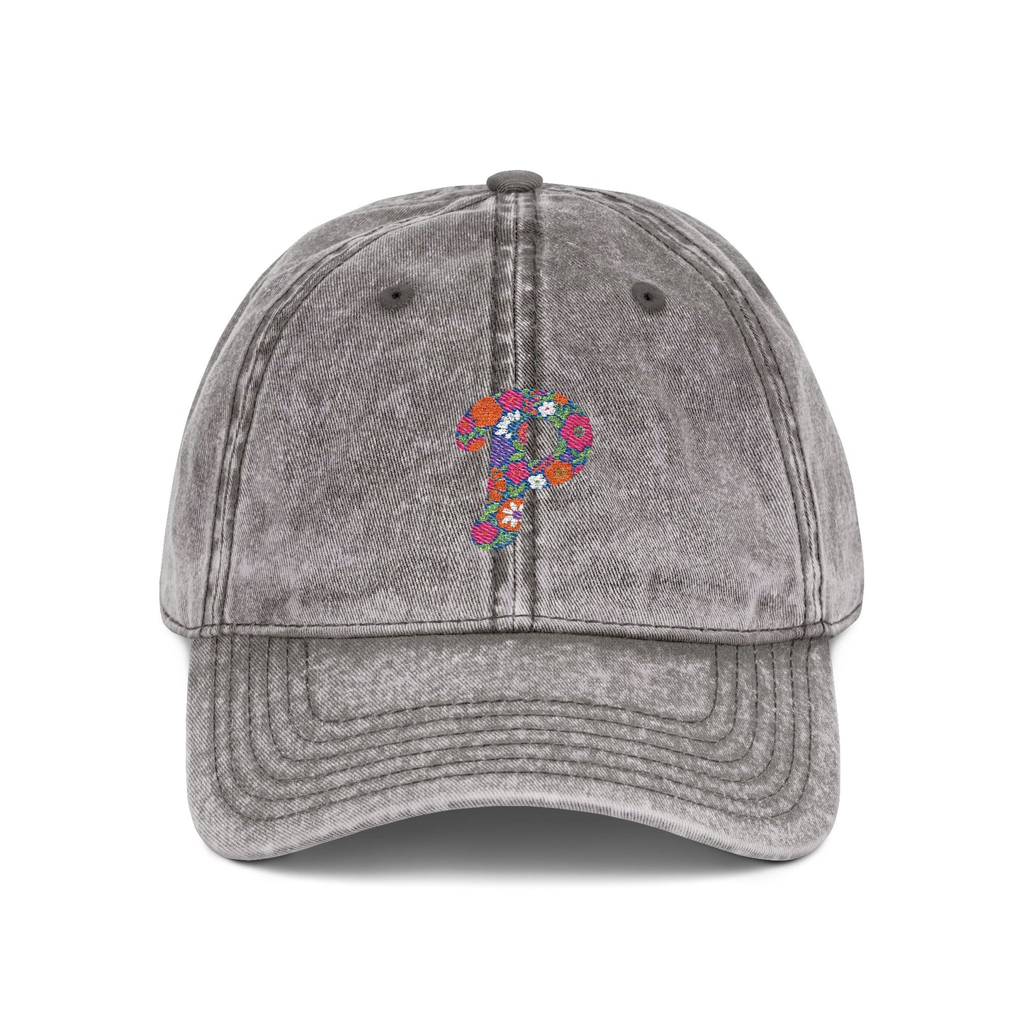 Floral P Acid Wash Baseball Cap