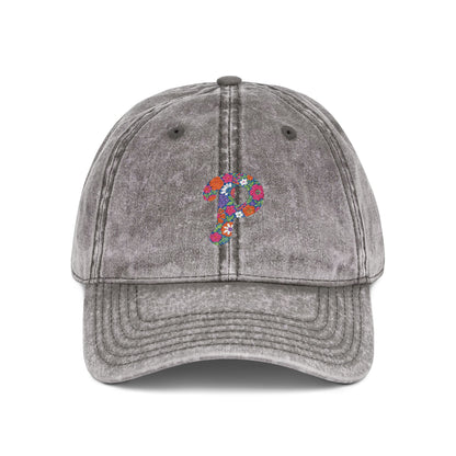 Floral P Acid Wash Baseball Cap
