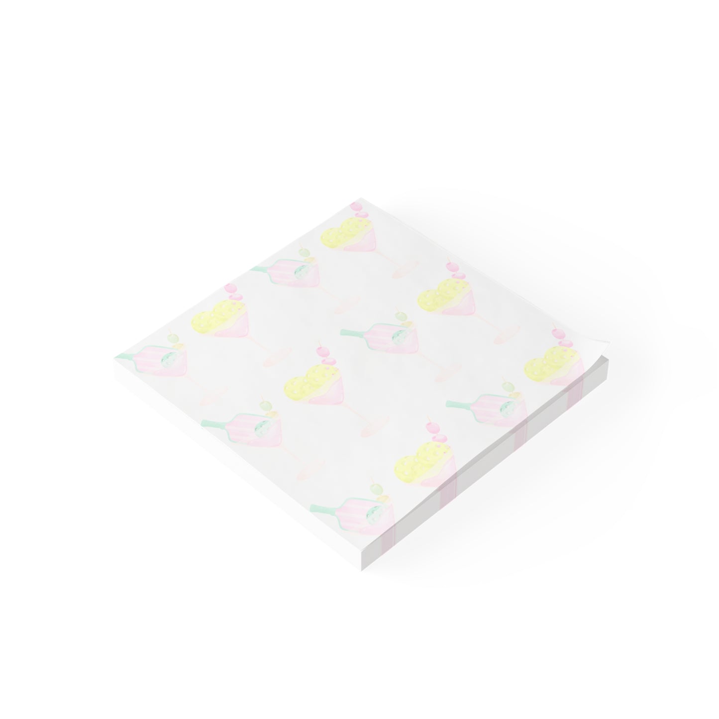 Pickleball Martini Post-it® Note Pads — Watercolor Paddle & Cocktail Sticky Notes