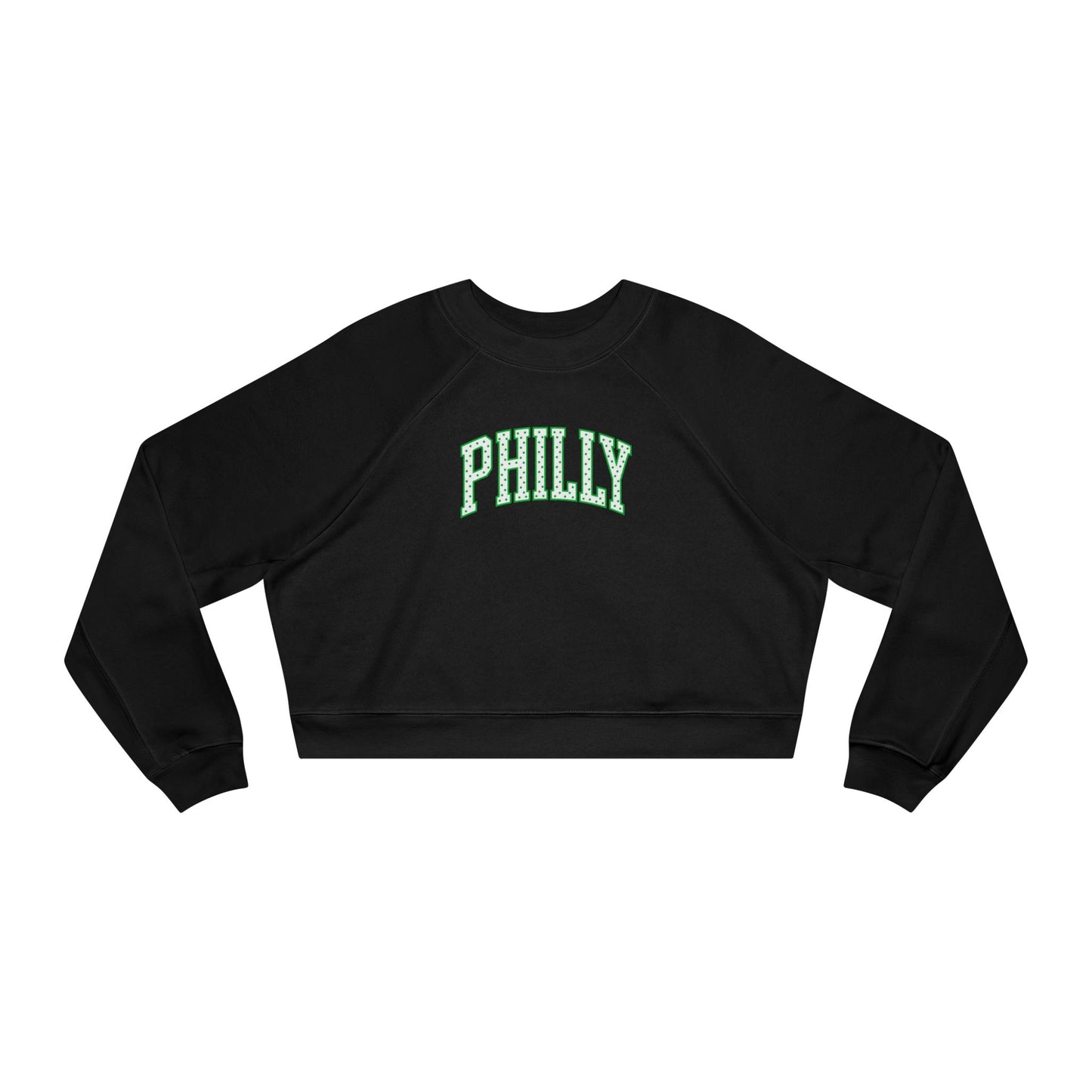 PHILLY Kelly Green Polka Dot Cropped Sweatshirt