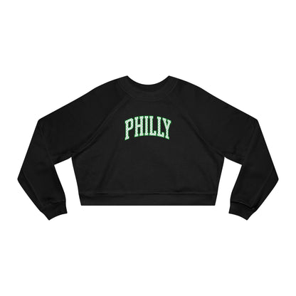 PHILLY Kelly Green Polka Dot Cropped Sweatshirt