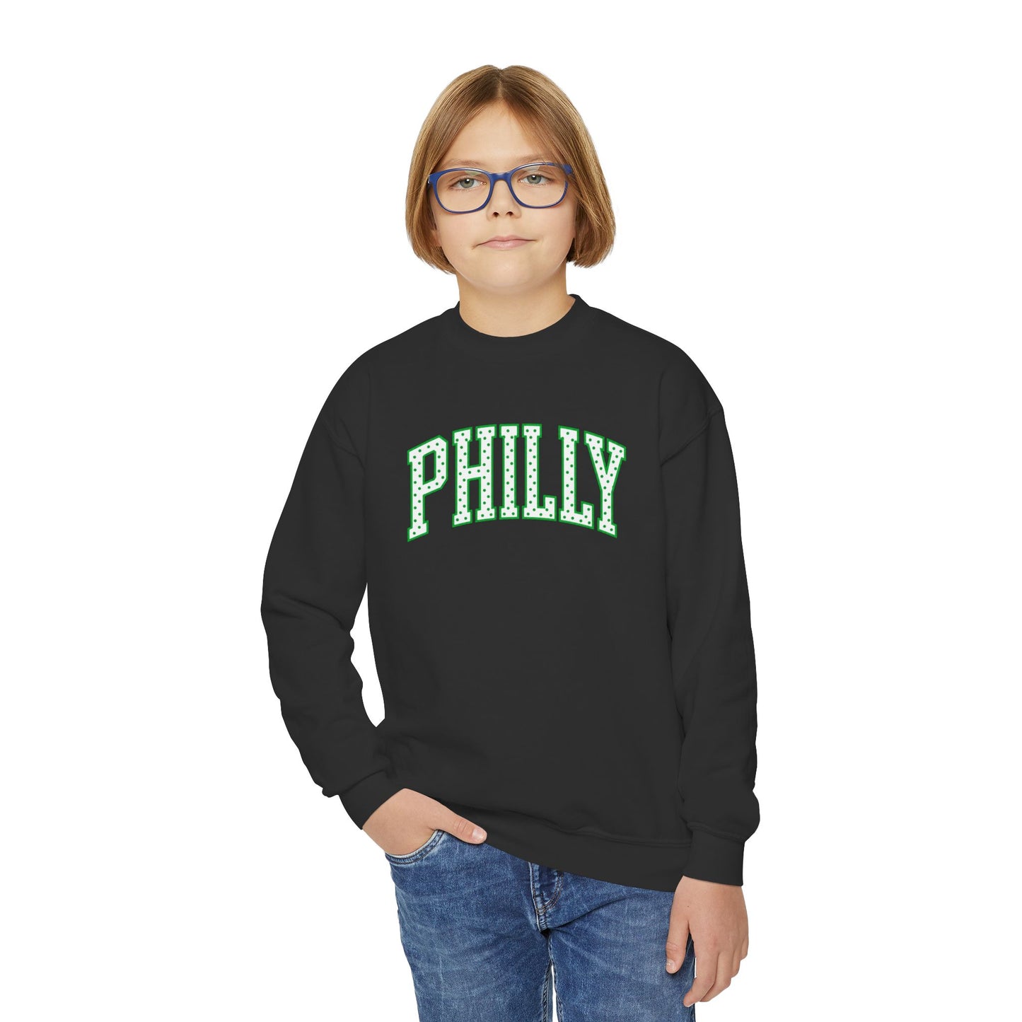 PHILLY Polka Dot Youth Crewneck Sweatshirt