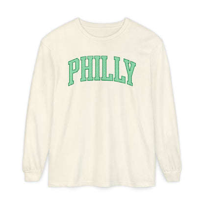 PHILLY Kelly Green Seersucker Long Sleeve Tee