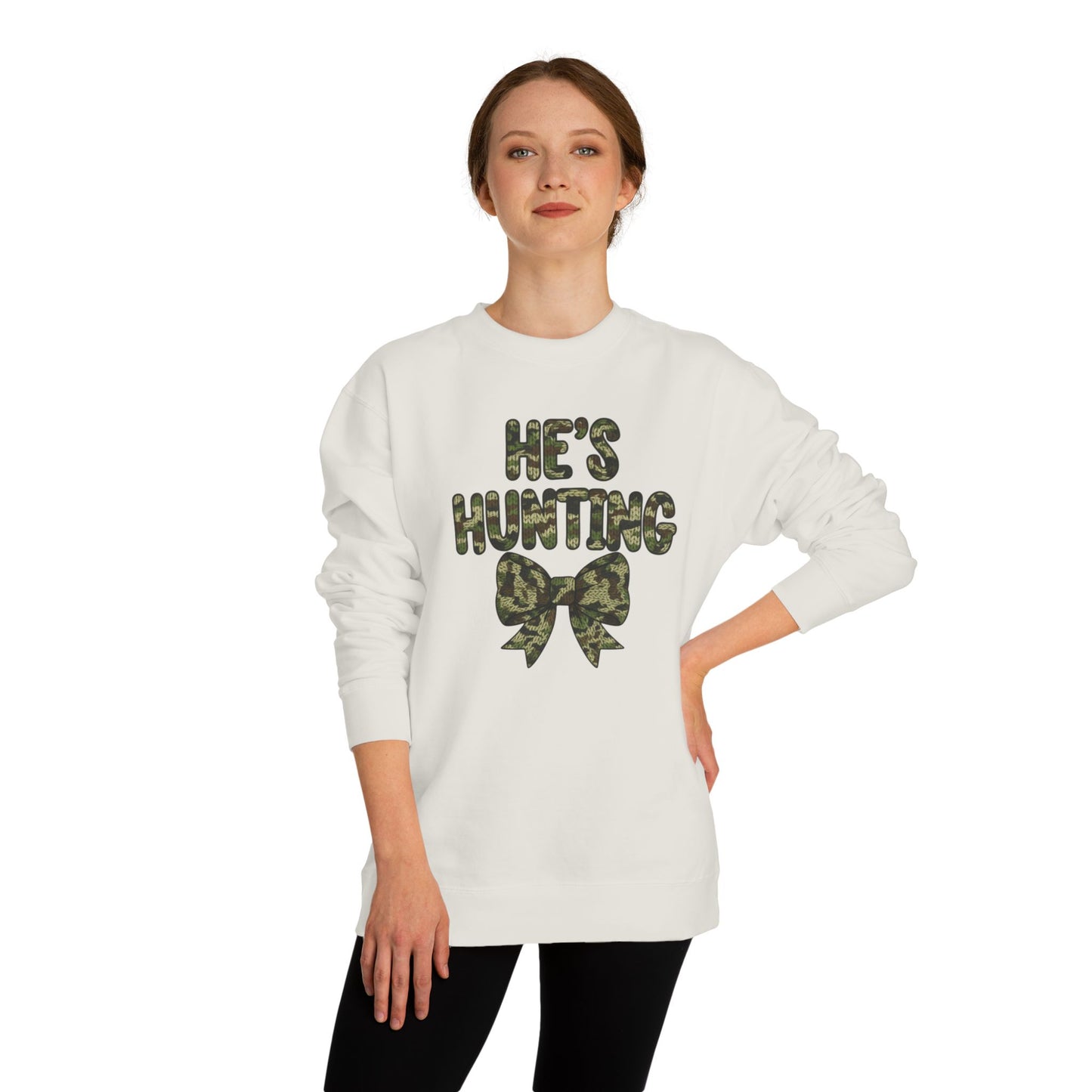 He's Hunting Faux Knit Sweatshirt