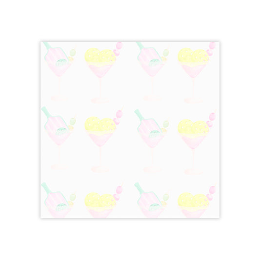 Pickleball Martini Post-it® Note Pads — Watercolor Paddle & Cocktail Sticky Notes