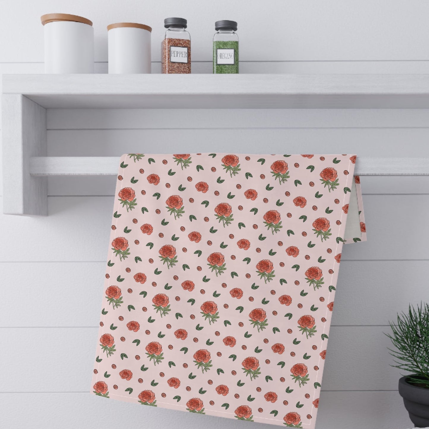 Peony Cotton Tea Towel — Floral Kitchen Tea Towel