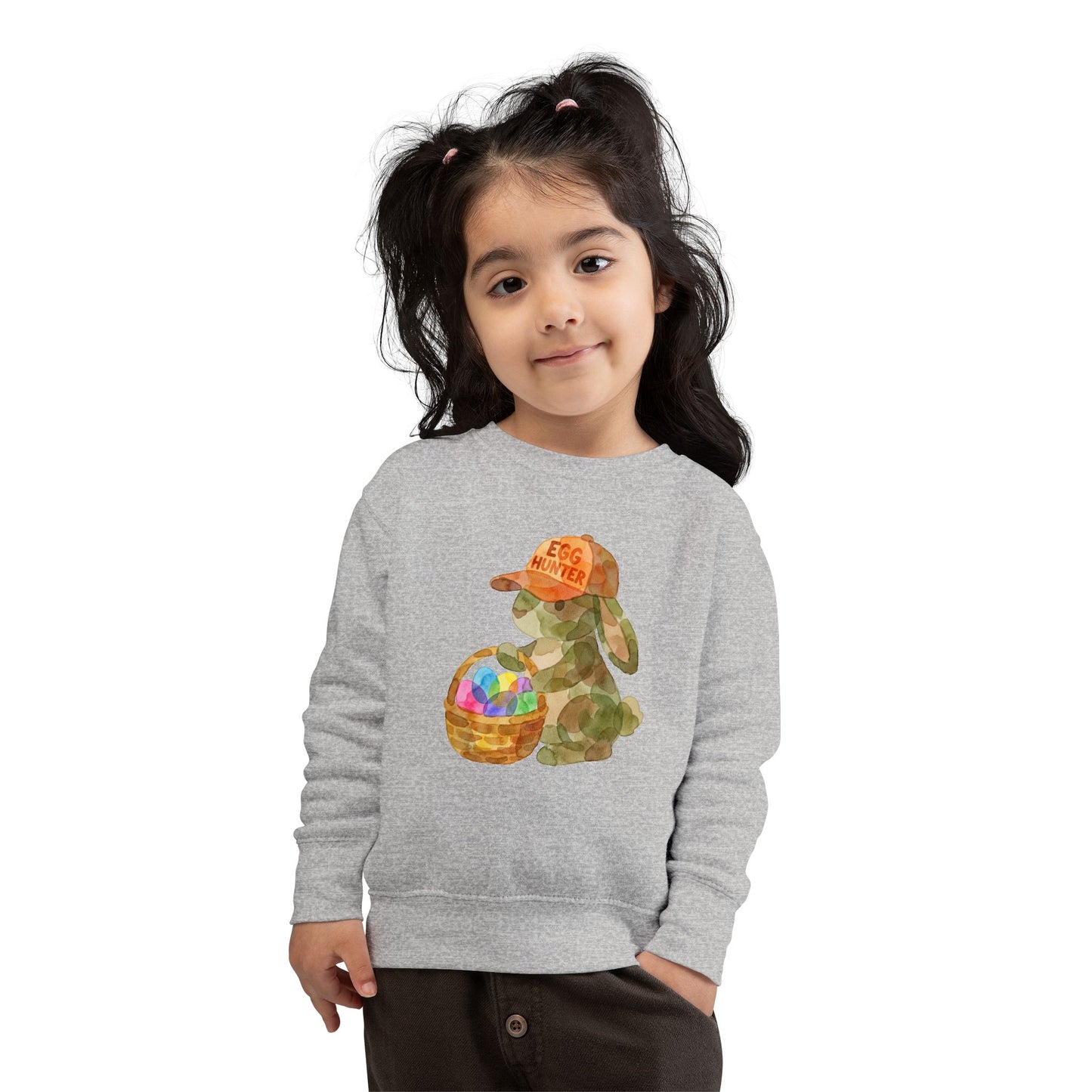 Watercolor Camo "Egg Hunter" Toddler Sweatshirt