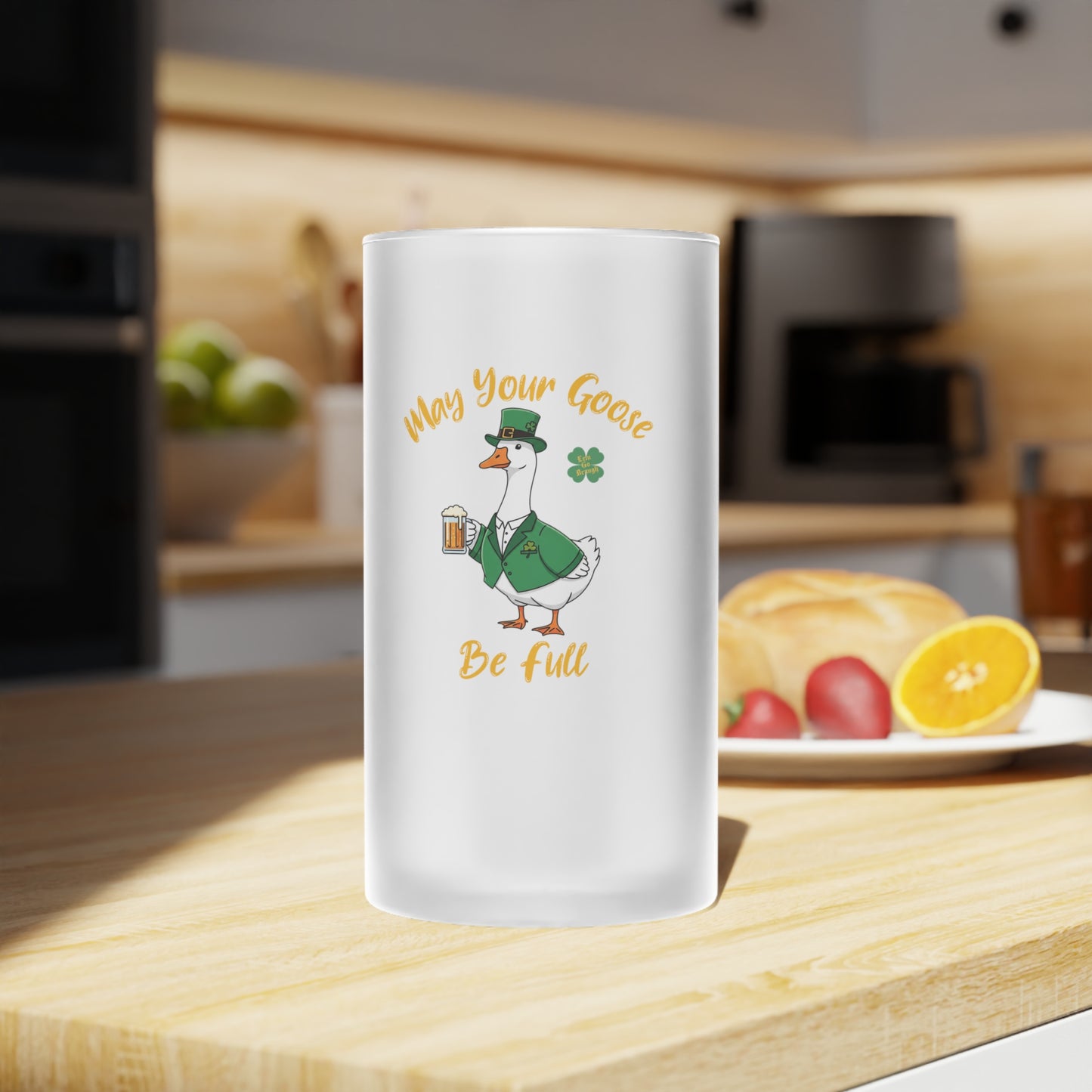St. Patty's Goose Frosted Glass Beer Mug