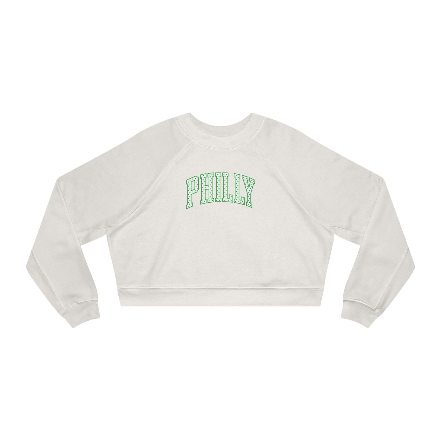 PHILLY Kelly Green Polka Dot Cropped Sweatshirt