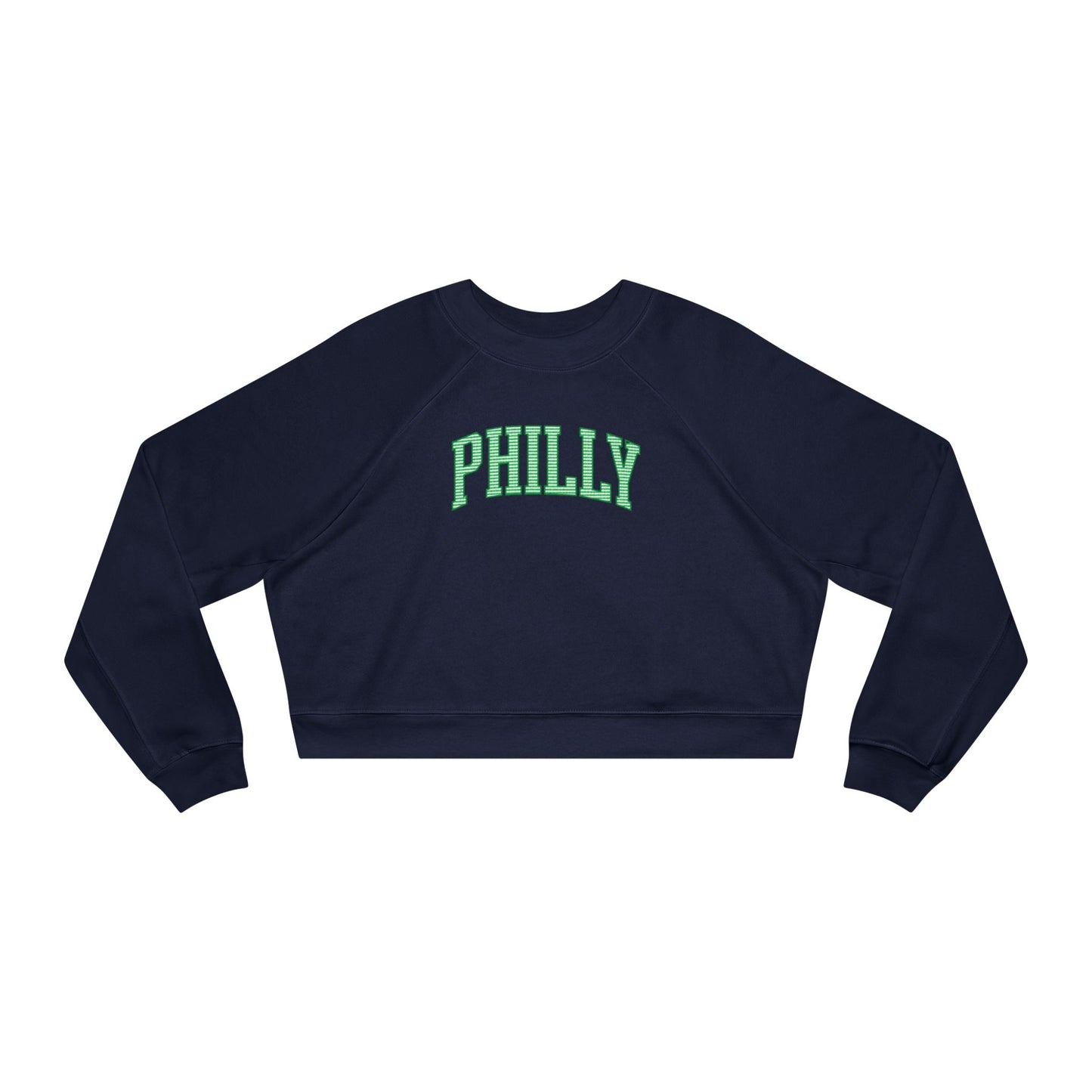PHILLY Diagonal Kelly Green Women's Cropped Fleece Pullover