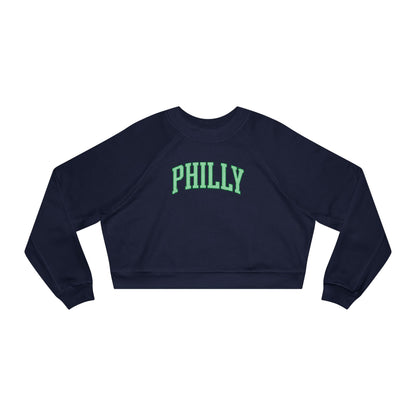 PHILLY Diagonal Kelly Green Women's Cropped Fleece Pullover